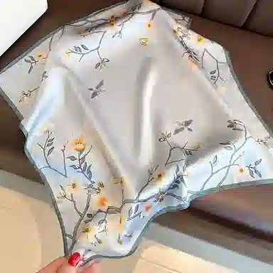 优幽兰 时尚百搭小众高级感温柔气质优雅真丝搭配衬衫小领巾韩版衬衣绑包薄款减龄穿搭 桑蚕丝 丝巾 女款