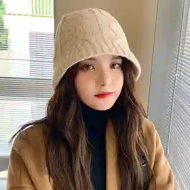 优幽兰 遮脸针织韩版显脸小钟形防风防寒保暖毛线护耳高级感小众穿搭日系温柔麻花 渔夫帽 女款
