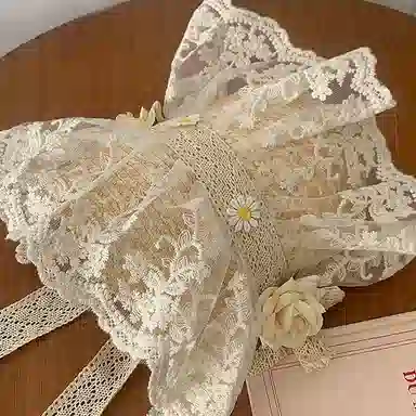 优幽兰 时尚潮流森系洛丽塔公主帽蕾丝编织防紫外线草帽法式复古遮阳显脸小田园风太阳帽子甜美 植物材料 防晒帽 女款