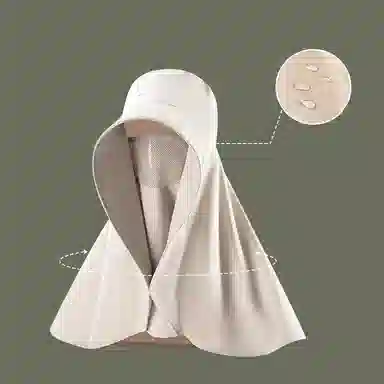 优幽兰 时尚小众设计感全脸遮阳大檐面罩护颈一体披肩百搭简约防紫外线户外出游通勤骑车太阳 锦纶 防晒帽 女款