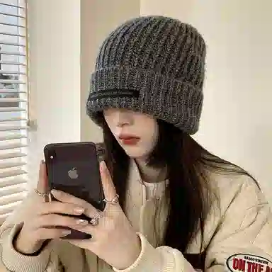 优幽兰 针织加厚大头围包头 防风防寒保暖护耳 小众高级感 绒线帽 男女同款情侣款