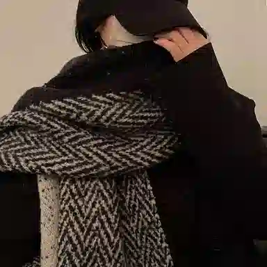 优幽兰 百搭时尚高级感保暖针织双面冬季韩系氛围感防寒加厚两用学生气质时髦穿搭 绒线围巾 男女同款情侣款