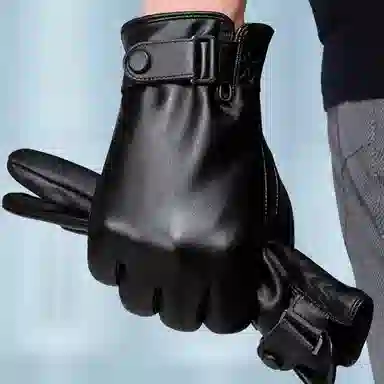 优幽兰 休闲 摩托车真皮 防风防寒可触屏加绒加厚摩托车骑车旅游 防滑耐磨保暖学生 手套 男款