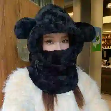 优幽兰 韩系甜美可爱显脸小骑车小众高级感防风防寒护耳加厚保暖一体 聚酯纤维 帽子 女款