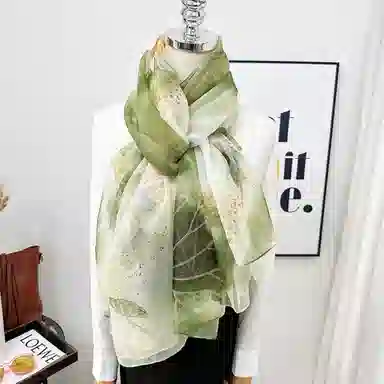 优幽兰 温柔古韵潮流小清新气质优雅印花长款舒适新款 丝巾汉服披肩防晒纱巾 女款