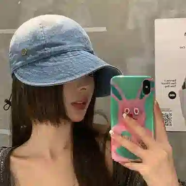 优幽兰 牛仔复古素颜遮脸大头围遮阳防晒大脸显小 棉 聚酯纤维 防晒帽 男女同款情侣款