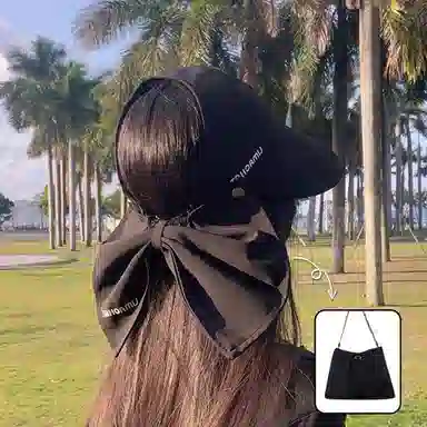 优幽兰 时尚简约高级感大头围夏季可扎马尾空顶太阳帽户外出游防 锦纶 防晒帽 女款