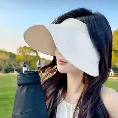 优幽兰 韩版防紫外线遮阳遮脸出游显脸小大帽檐贝壳透气舒适空顶可折叠蛋卷 聚酯纤维 防晒帽 女款