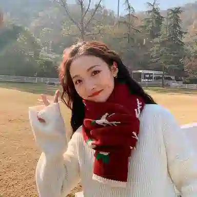 优幽兰 百搭时尚经典款加厚防风防寒保暖护脖鹿角红色氛围感 绒线围巾 女款 礼盒装