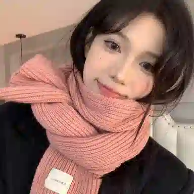 优幽兰 韩版百搭秋冬季保暖加厚粉色毛线针织短 时尚潮流纯色高级感甜美可爱穿搭 腈纶 绒线围巾 女款