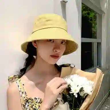 优幽兰 太阳帽纯色防紫外线遮阳帽旅游户外沙滩显脸小防晒大头围高级感小众 聚酯纤维 渔夫帽 女款