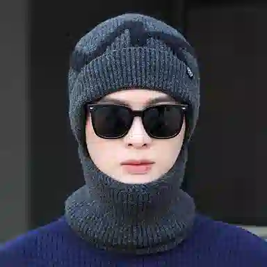 优幽兰 韩版显脸小针织户外骑行防风防寒加绒加厚保暖 绒线围巾 男款