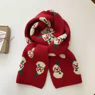 优幽兰 氛围感 红色针织加厚保暖 防风防寒小众穿搭 仿羊绒 绒线围巾 女款