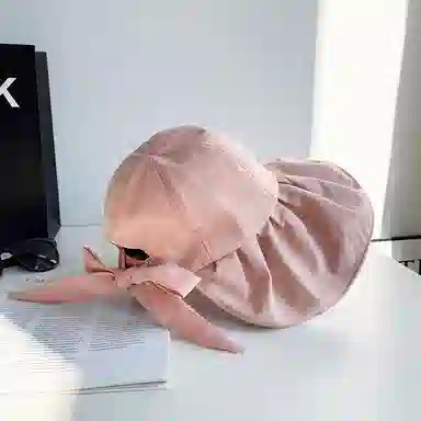 优幽兰 遮阳帽大头围实用时尚韩版纯色显脸小防紫外线骑车盆帽宽檐太阳帽 聚酯纤维 渔夫帽 女款