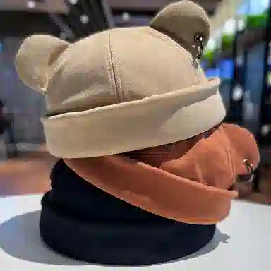 优幽兰 韩版显脸小圆帽防风防寒保暖大头围纯色高级感小众 棉 渔夫帽 女款