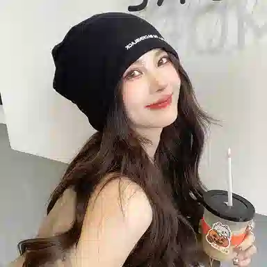 优幽兰 秋冬季仿羊绒堆堆帽百搭时尚大头围毛线帽韩版显脸小包头帽纯色防风防寒针织加厚保暖 绒线帽 男女同款情侣款