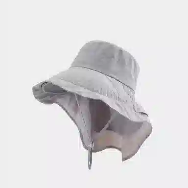 优幽兰 休闲百搭小众钓鱼帽夏季遮阳帽户外骑车护颈太阳帽大檐透气折叠登山可扎马尾设计 棉涤 防晒帽 男女同款情侣款