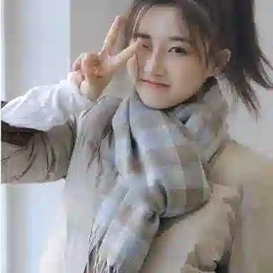 优幽兰 千鸟格 两用 护脖子 防风防寒保暖 高级感 绒线围巾 女款