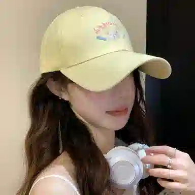 优幽兰 潮流休闲可爱小猫学生大头围宽檐显脸小防紫外线遮阳帽韩版百搭帽子甜美可爱 棉 鸭舌帽 女款