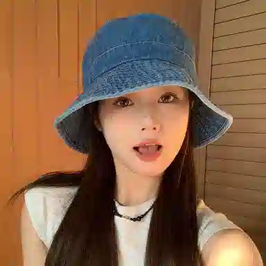 优幽兰 日系复古牛仔水桶帽韩系氛围感大头围户外渔夫帽春夏高级感显脸小遮阳盆帽日常素颜早八遮脸 棉 防晒帽 女款
