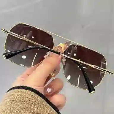 优幽兰 时尚潮流高级感大框显脸小墨镜百搭小众设计感双梁渐变色蛤蟆镜防紫外线开车驾驶专用 金属 飞行员式 太阳眼镜 男女同款情侣款