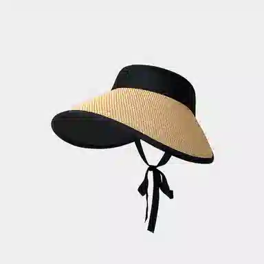 优幽兰 时尚百搭小众设计感草帽透气空顶帽女简约高级感大帽檐显脸小遮阳帽户外出行骑车防紫外太阳帽素颜遮脸 聚酯纤维 防晒帽 女款