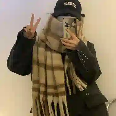 优幽兰 流苏围脖秋冬季防风防寒护脖子保暖 绒线围巾 女款