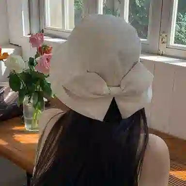 优幽兰 可爱大头围显脸小遮阳韩版蝴蝶结防紫外线气质高级感 聚酯纤维 渔夫帽 女款