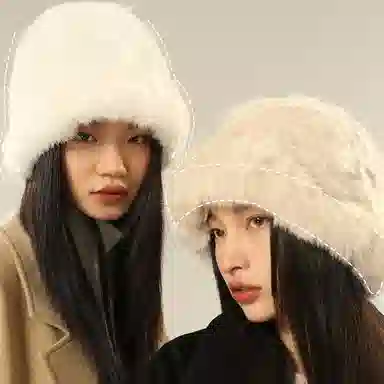 优幽兰 韩版显脸小 纯色防风防寒 加厚保暖高级感小众 兔毛混纺 渔夫帽 女款