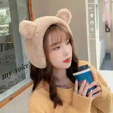 优幽兰 可爱毛绒纯色耳包保暖韩版简约百搭甜美防风防寒多用途头箍护耳保暖 耳罩 女款