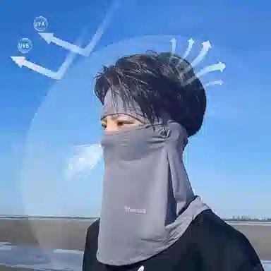 优幽兰 百搭时尚全脸遮阳脸罩夏季休闲简约护颈防紫外线高级感遮脖子开车透气脸基尼 锦纶和氨纶 防晒面罩 男款