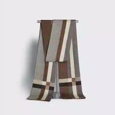 优幽兰 百搭休闲时尚 经典撞色设计感商务防风防寒 针织加厚护脖子韩系高级感 绒线围巾 男款