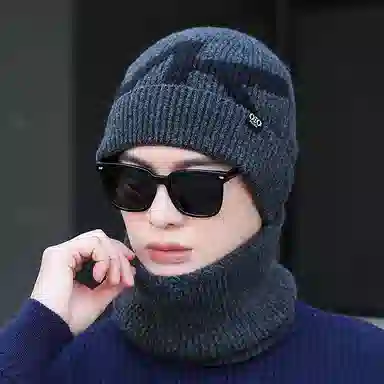 优幽兰 韩版显脸小针织户外骑行防风防寒加绒加厚保暖 绒线围巾 男款