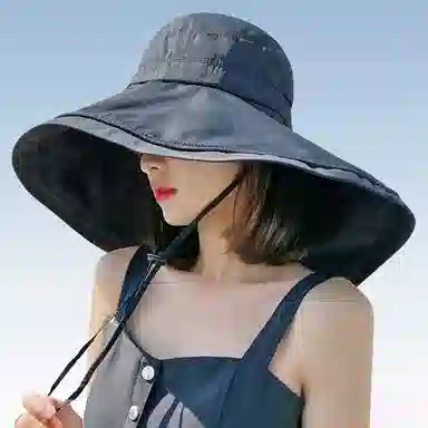 优幽兰 大帽檐户外防紫外线时尚日系可折叠小众 聚酯纤维 防晒帽 女款