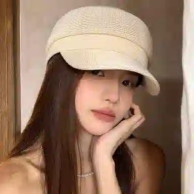 优幽兰 复古时尚老钱风编织八角帽女薄款百搭英伦风画家帽千金网感法式高级平顶纯色显脸小气质报童帽简约 聚酯纤维  贝雷帽 女款