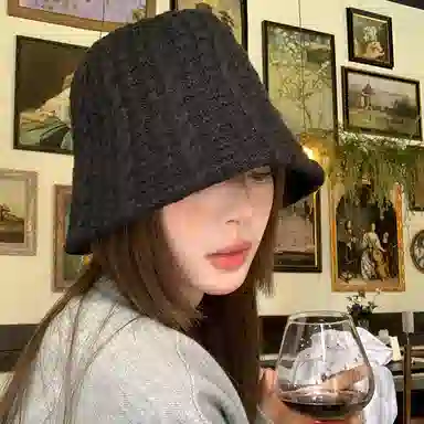 优幽兰 韩版显脸小 防风防寒大头围包头高级感加厚保暖冷帽小众休闲简约穿搭 聚酯纤维 渔夫帽 女款