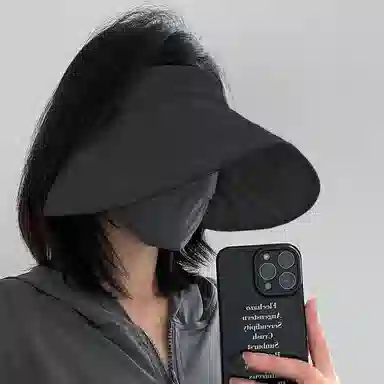 优幽兰 夏季透气遮阳防紫外线可折叠发箍式空顶大帽檐拍照打卡显脸小户外出游骑车 锦纶/氨纶 防晒帽 女款