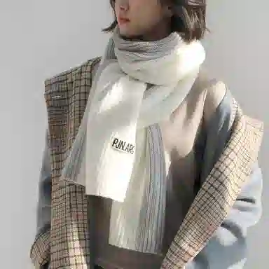 优幽兰 拼色 显脸小针织 加厚防风防寒保暖 蓬松小众穿搭 绒线围巾 男女同款情侣款