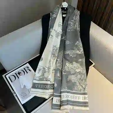 优幽兰 百搭高级感披肩韩版轻奢小众设计感水墨画国风围脖外搭两用复古氛围感上班通勤气质穿搭 仿羊绒 绒线围巾 女款