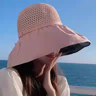 优幽兰 休闲骑车大头围实用韩版显脸小设计感旅游沙滩气质防紫外线 聚酯纤维 渔夫帽遮阳帽 女款