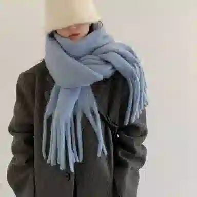 优幽兰 秋冬百搭时尚纯色显脸小针织加厚防风防寒保暖 外搭小众穿搭礼盒装 绒线围巾 女款