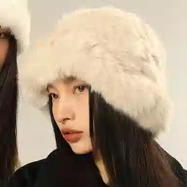 优幽兰 韩版显脸小 纯色防风防寒 加厚保暖高级感小众 兔毛混纺 渔夫帽 女款