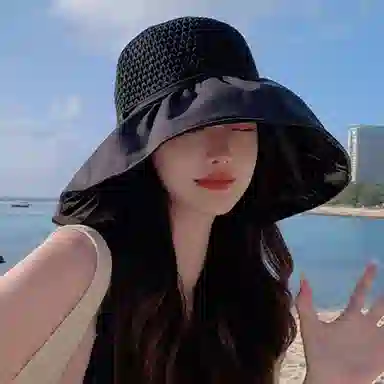 优幽兰 休闲骑车大头围实用韩版显脸小设计感旅游沙滩气质防紫外线 聚酯纤维 渔夫帽遮阳帽 女款