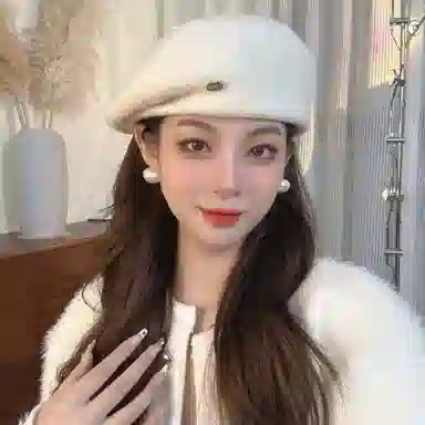 优幽兰 韩版显脸小画家设计感防风防寒针织加厚保暖高级感韩系 小众穿搭 绒线帽 女款