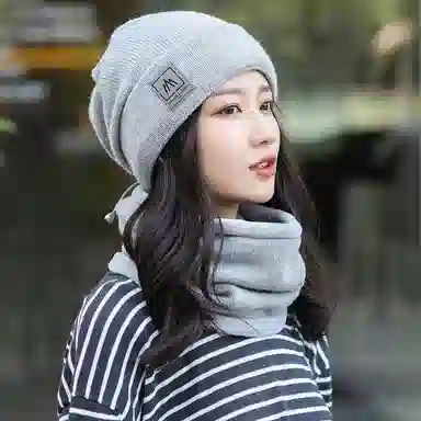优幽兰 显脸小 一体针织 防风防寒加厚 保暖户外骑车 绒线帽 男女同款情侣款