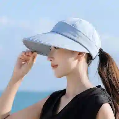 优幽兰 春夏防紫外线遮阳学生大头围显脸小小众骑车开车 聚酯纤维 防晒帽 女款