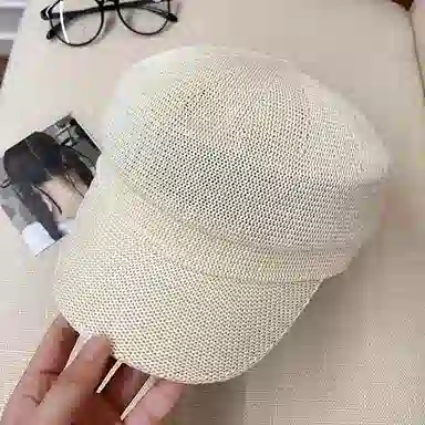 优幽兰 复古时尚老钱风编织八角帽女薄款百搭英伦风画家帽千金网感法式高级平顶纯色显脸小气质报童帽简约 聚酯纤维  贝雷帽 女款