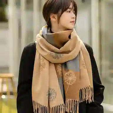 优幽兰 高级感休闲针织加厚围脖保暖护脖子防风防寒外搭 绒线围巾 女款