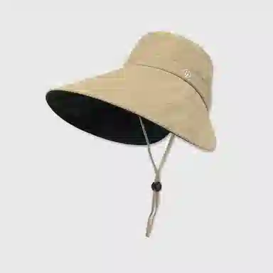 优幽兰 时尚简约高级感大帽檐显脸小黑胶遮阳帽夏季百搭出游防紫外线防风太阳帽 锦纶 防晒帽 女款