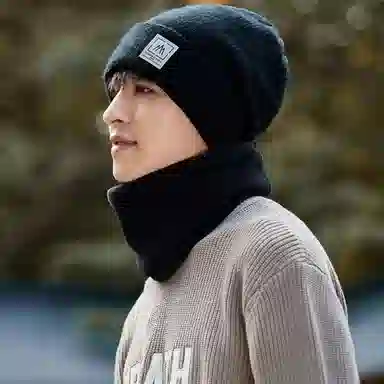优幽兰 显脸小 一体针织 防风防寒加厚 保暖户外骑车 绒线帽 男女同款情侣款